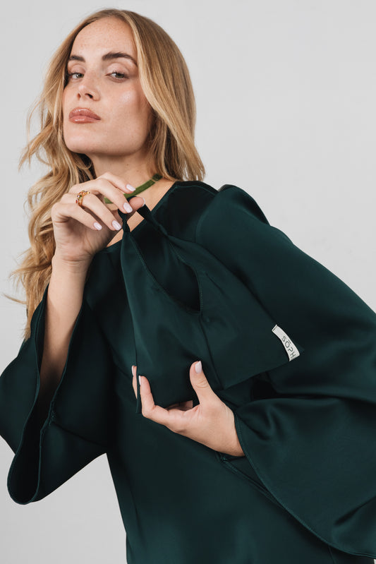 Peonia - Borsa in tessuto Verde