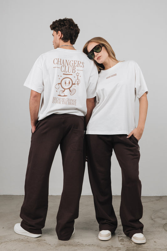 Sequoia - T-shirt Oversize Bianca e marrone