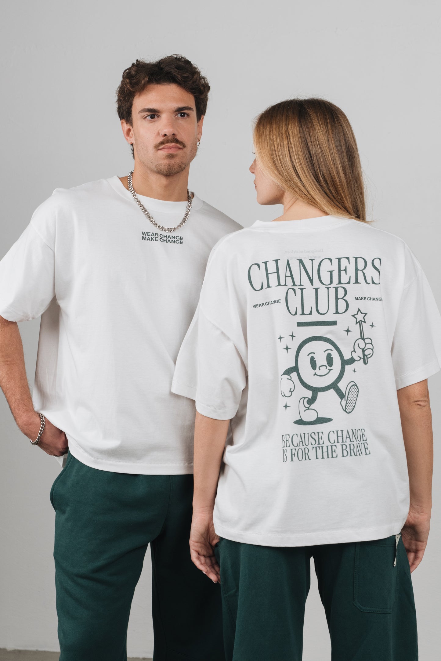 Sequoia - T-shirt Oversize Bianca e verde