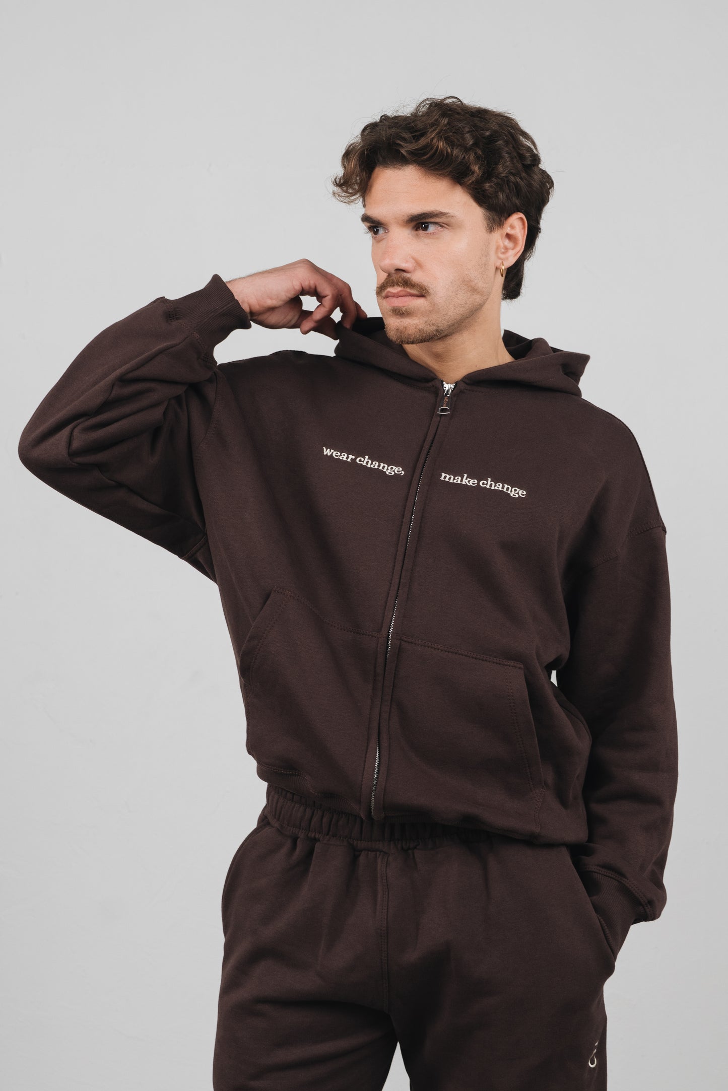 Tuia - Felpa con zip Unisex Marrone