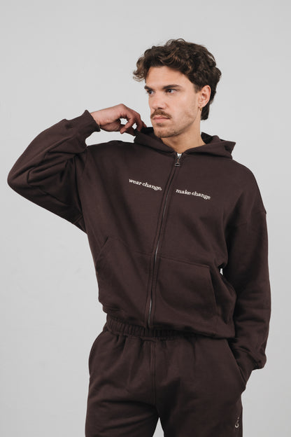 Tuia - Felpa con zip Unisex Marrone